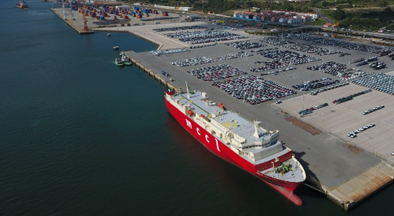 Imagem Porto de Setúbal, navio atracado